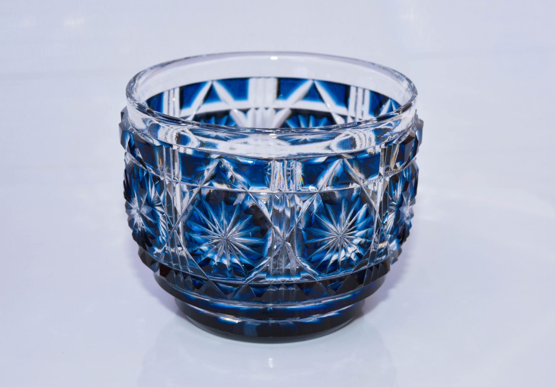 島津薩摩切子小付鉢 薩摩ガラス工芸 青 ブルー 色被せガラス 伝統的 